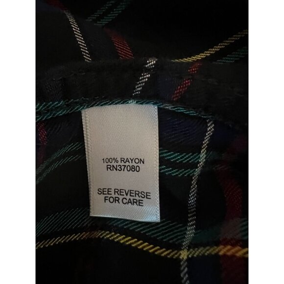 Plaid Long Sleeve Button-Up Womens Shirt Large rayon Soft Roll up sleeve - Picture 5 of 8